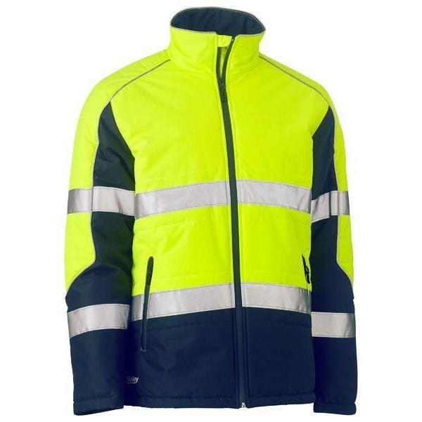 Bisley Taped HiVis Puffer Jacket With Stand Collar - BJ6829T-Queensland workwear Supplies