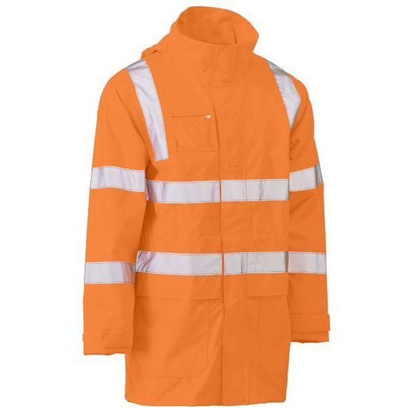 Bisley Taped HiVis Rail Wet Weather Jacket - BJ6964T-Queensland workwear Supplies