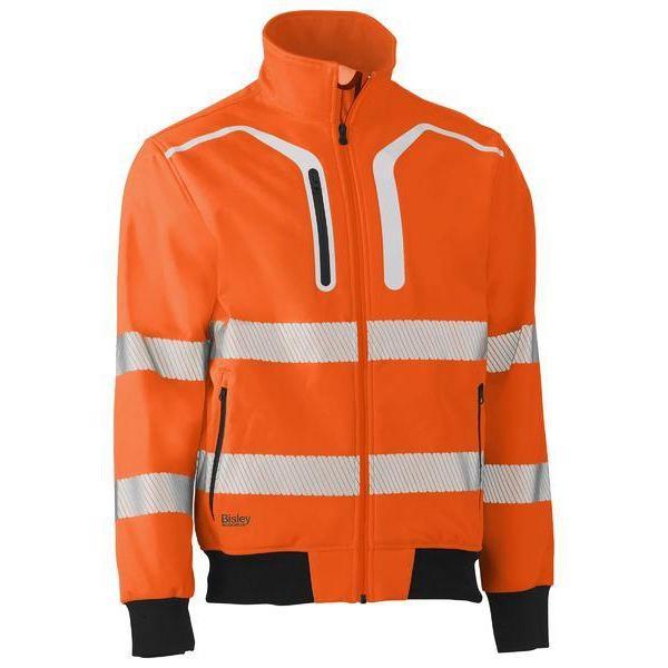 Bisley Taped HiVis Soft Shell Bomber Jacket - BJ6979T-Queensland workwear Supplies