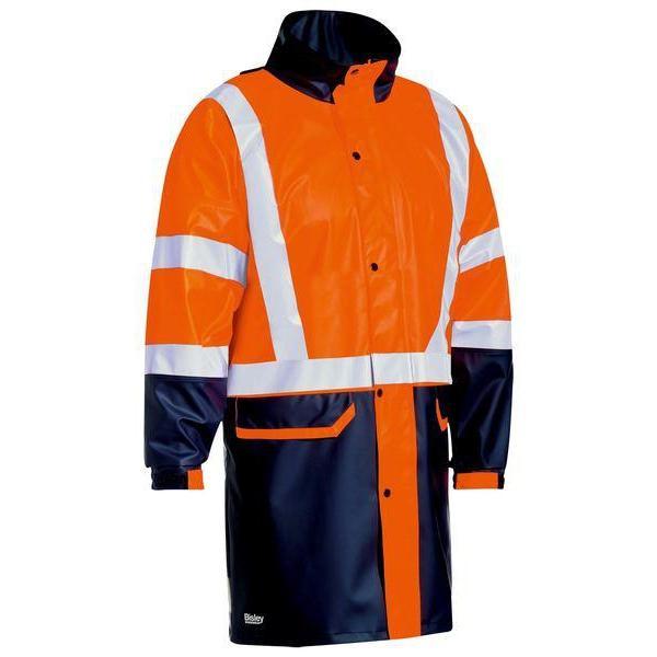 Bisley Taped HiVis Stretch PU Unisex Rain Coat - BJ6935HT-Queensland workwear Supplies