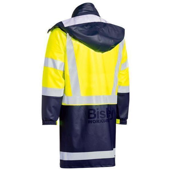 Bisley Taped HiVis Stretch PU Unisex Rain Coat - BJ6935HT-Queensland workwear Supplies