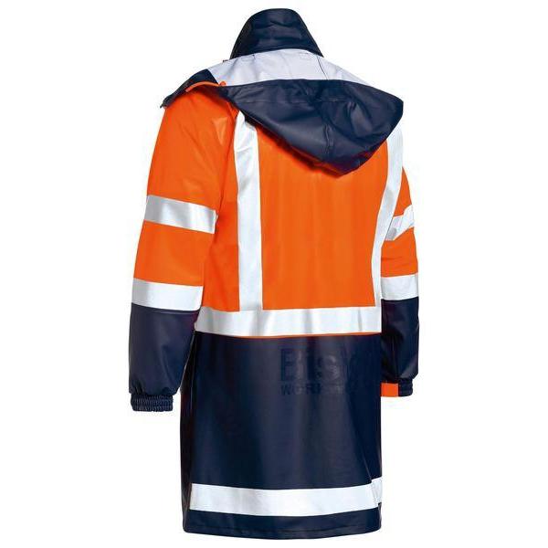 Bisley Taped HiVis Stretch PU Unisex Rain Coat - BJ6935HT-Queensland workwear Supplies