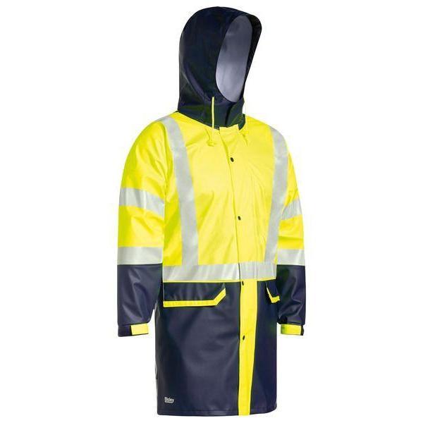 Bisley Taped HiVis Stretch PU Unisex Rain Coat - BJ6935HT-Queensland workwear Supplies