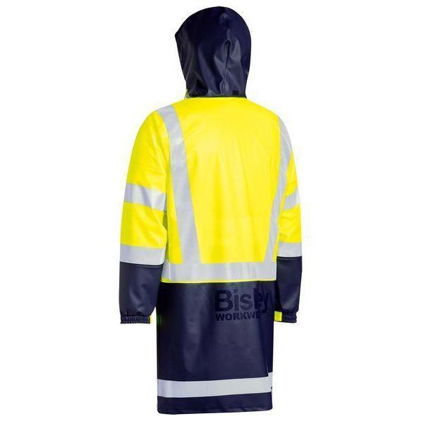 Bisley Taped HiVis Stretch PU Unisex Rain Coat - BJ6935HT-Queensland workwear Supplies