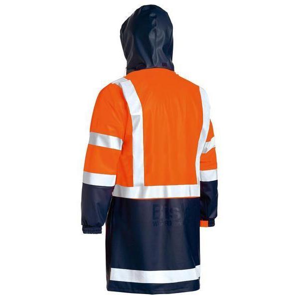 Bisley Taped HiVis Stretch PU Unisex Rain Coat - BJ6935HT-Queensland workwear Supplies