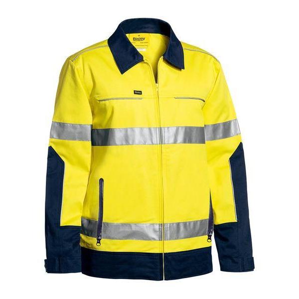 Bisley Taped HiVis Unisex Drill Jacket With Liquid Repellent Finish - BJ6917T-Queensland workwear Supplies