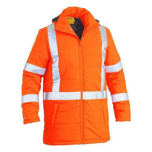 Bisley Taped HiVis Unisex Puffer Jacket With X-Back - BJ6379XT-Queensland workwear Supplies