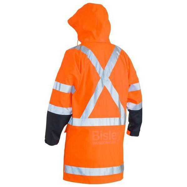 Bisley X-Taped HiVis TTMC Stretch PU Unisex Rain Coat - BJ6955XT-Queensland workwear Supplies